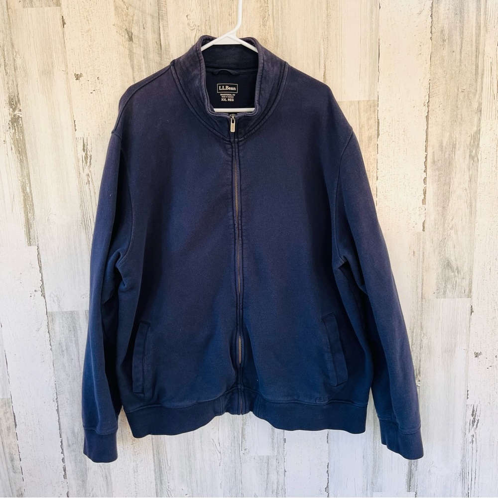 L.L.Bean Men’s Full Zip Sweatshirt Jacket Medium Weight Size XXL In Navy Blue
